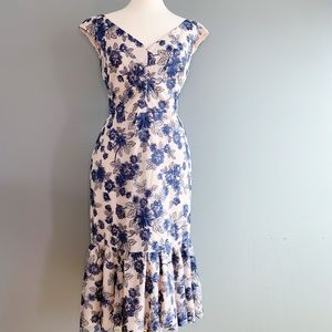 GMG navy lace tea length cocktail dress